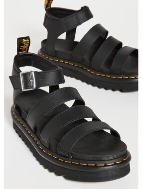 Dr. Martens Black Multi-Strap Lug Sandals